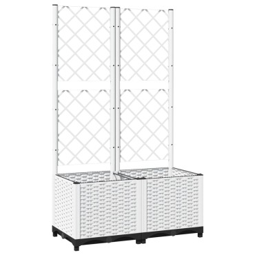 vidaXL Ζαρντινιέρα Κήπου με Καφασωτό Λευκή 80x40x136εκ. Πολυπροπυλένιο