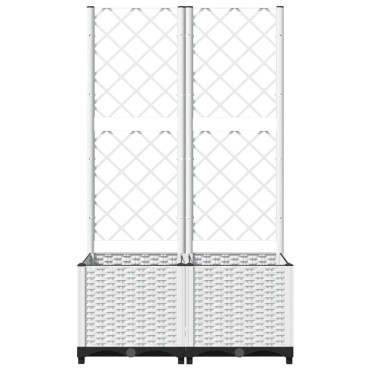 vidaXL Ζαρντινιέρα Κήπου με Καφασωτό Λευκή 80x40x136εκ. Πολυπροπυλένιο