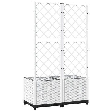 vidaXL Ζαρντινιέρα Κήπου με Καφασωτό Λευκή 80x40x136εκ. Πολυπροπυλένιο