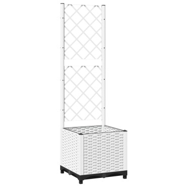 vidaXL Ζαρντινιέρα Κήπου με Καφασωτό Λευκή 40x40x136εκ. Πολυπροπυλένιο