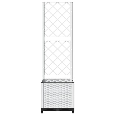vidaXL Ζαρντινιέρα Κήπου με Καφασωτό Λευκή 40x40x136εκ. Πολυπροπυλένιο