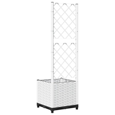 vidaXL Ζαρντινιέρα Κήπου με Καφασωτό Λευκή 40x40x136εκ. Πολυπροπυλένιο