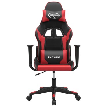 vidaXL Καρέκλα Gaming Μασάζ Μαύρο/Κόκκινο από Συνθετικό Δέρμα 67x58x(118-128)cm 1 τεμ.