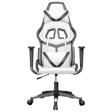 vidaXL Καρέκλα Gaming Λευκό/Μαύρο από Συνθετικό Δέρμα 67x64x(116-127)cm 1 τεμ.