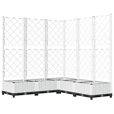 vidaXL Ζαρντινιέρα Κήπου με Καφασωτό Λευκή 120x120x121,5 εκ. Πολυπροπ.