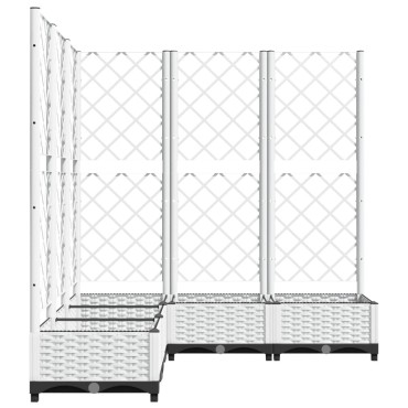 vidaXL Ζαρντινιέρα Κήπου με Καφασωτό Λευκή 120x120x121,5 εκ. Πολυπροπ.