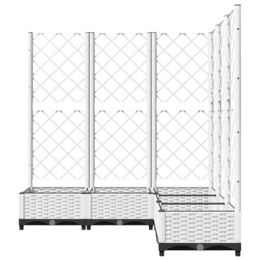 vidaXL Ζαρντινιέρα Κήπου με Καφασωτό Λευκή 120x120x121,5 εκ. Πολυπροπ.