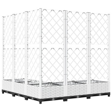 vidaXL Ζαρντινιέρα Κήπου με Καφασωτό Λευκή 120x120x121,5 εκ. Πολυπροπ.