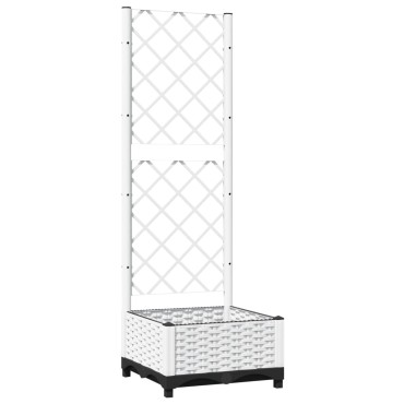 vidaXL Ζαρντινιέρα Κήπου με Καφασωτό Λευκή 40x40x121,5 εκ. Πολυπροπ.