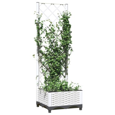 vidaXL Ζαρντινιέρα Κήπου με Καφασωτό Λευκή 40x40x121,5 εκ. Πολυπροπ.