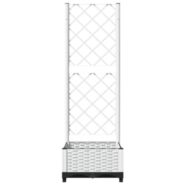 vidaXL Ζαρντινιέρα Κήπου με Καφασωτό Λευκή 40x40x121,5 εκ. Πολυπροπ.