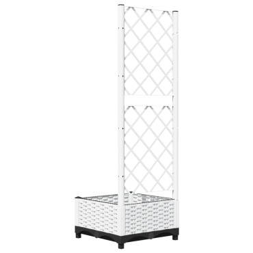 vidaXL Ζαρντινιέρα Κήπου με Καφασωτό Λευκή 40x40x121,5 εκ. Πολυπροπ.
