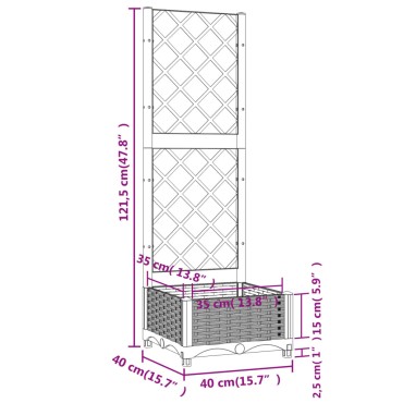vidaXL Ζαρντινιέρα Κήπου με Καφασωτό Λευκή 40x40x121,5 εκ. Πολυπροπ.