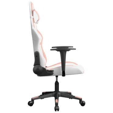 vidaXL Καρέκλα Gaming Λευκό και Ροζ από Συνθετικό Δέρμα 67x64x(116-127)cm 1 τεμ.