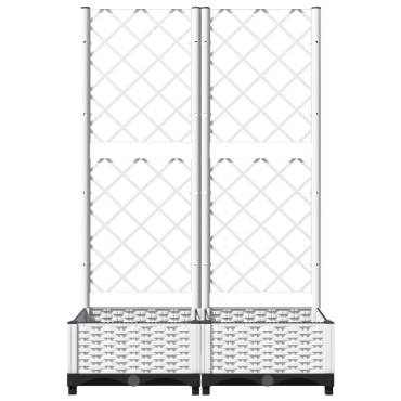vidaXL Ζαρντινιέρα Κήπου με Καφασωτό Λευκή 80x40x121,5 εκ. Πολυπροπ.