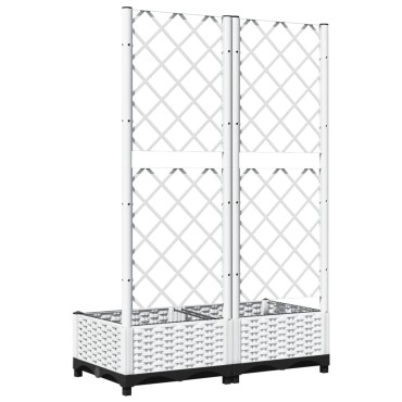 vidaXL Ζαρντινιέρα Κήπου με Καφασωτό Λευκή 80x40x121,5 εκ. Πολυπροπ.