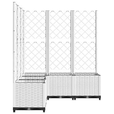 vidaXL Ζαρντινιέρα Κήπου με Καφασωτό Λευκή 120x120x136 εκ. Πολυπροπ.