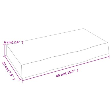 vidaXL Ράφι Τοίχου Ανοιχτό Καφέ 40x20x6cm Επεξεργ. Μασίφ Ξύλο Δρυός 1 τεμ.