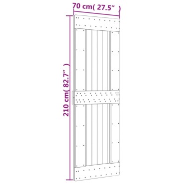 vidaXL Συρόμενη Μεσόπορτα με Μηχανισμό 70 x 210 εκ. Μασίφ Ξύλο Πεύκου
