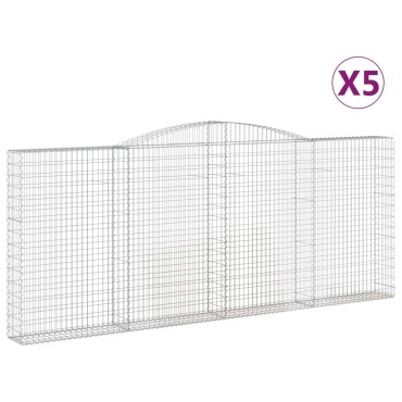 vidaXL Συρματοκιβώτια Τοξωτά 5 τεμ. 400x30x160/180 εκ. Γαλβαν. Ατσάλι