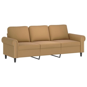 vidaXL Καναπές Τριθέσιος Καφέ Βελούδινος 212x77x80cm 1 τεμ.