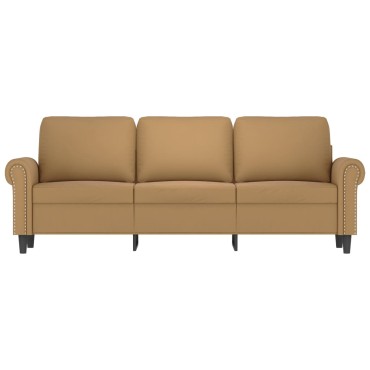 vidaXL Καναπές Τριθέσιος Καφέ Βελούδινος 212x77x80cm 1 τεμ.