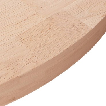 vidaXL Επιφάνεια Τραπεζιού Στρογγυλή 80x4cm Μασίφ Ξύλο Δρυς 1 τεμ.