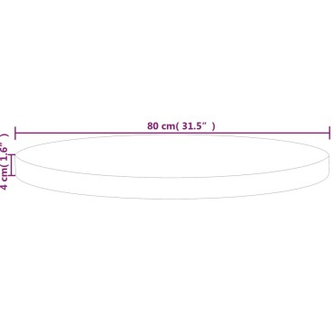 vidaXL Επιφάνεια Τραπεζιού Στρογγυλή 80x4cm Μασίφ Ξύλο Δρυς 1 τεμ.