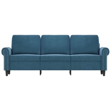 vidaXL Καναπές Τριθέσιος Μπλε Βελούδινος 212x77x80cm 1 τεμ.