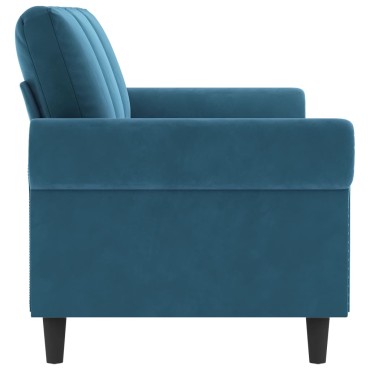 vidaXL Καναπές Τριθέσιος Μπλε Βελούδινος 212x77x80cm 1 τεμ.