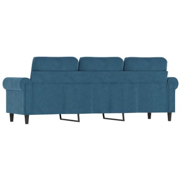 vidaXL Καναπές Τριθέσιος Μπλε Βελούδινος 212x77x80cm 1 τεμ.