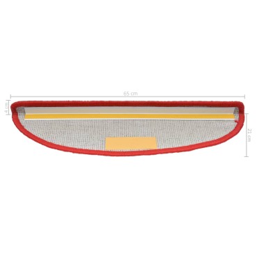 vidaXL Πατάκια Σκάλας Μοκέτα 15 τεμ. Κόκκινα 65 x 21 x 4 εκ.