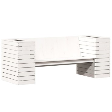 vidaXL Ζαρντινιέρα Παγκάκι Λευκή 167,5x60x65cm Μασίφ Ξύλο Πεύκου