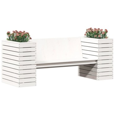 vidaXL Ζαρντινιέρα Παγκάκι Λευκή 167,5x60x65cm Μασίφ Ξύλο Πεύκου