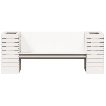 vidaXL Ζαρντινιέρα Παγκάκι Λευκή 167,5x60x65cm Μασίφ Ξύλο Πεύκου