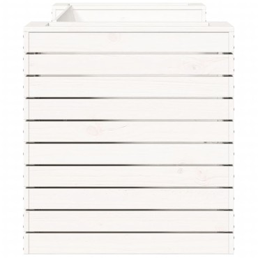vidaXL Ζαρντινιέρα Παγκάκι Λευκή 167,5x60x65cm Μασίφ Ξύλο Πεύκου