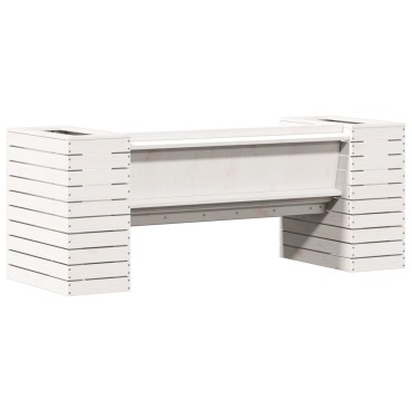 vidaXL Ζαρντινιέρα Παγκάκι Λευκή 167,5x60x65cm Μασίφ Ξύλο Πεύκου