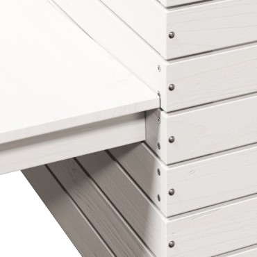 vidaXL Ζαρντινιέρα Παγκάκι Λευκή 167,5x60x65cm Μασίφ Ξύλο Πεύκου