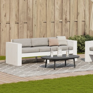 vidaXL Καναπές Κήπου Τριθέσιος Λευκός 189x60x62cm Μασίφ Ξύλο Πεύκου