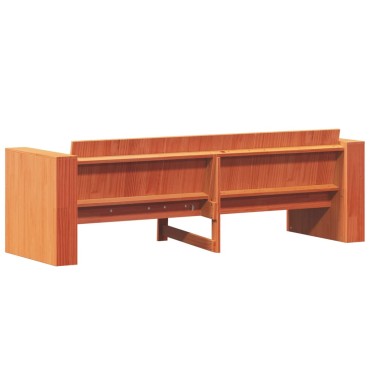 vidaXL Καναπές Κήπου Τριθέσιος Καφέ 189x60x62cm Μασίφ Ξύλο Πεύκου