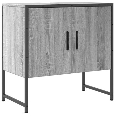 vidaXL Ντουλάπι Νιπτήρα Μπάνιου Γκρι Sonoma 60x33x60cm Επεξ. Ξύλο 1 τεμ.