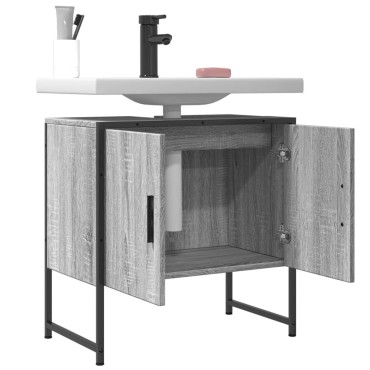 vidaXL Ντουλάπι Νιπτήρα Μπάνιου Γκρι Sonoma 60x33x60cm Επεξ. Ξύλο 1 τεμ.