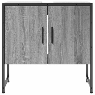 vidaXL Ντουλάπι Νιπτήρα Μπάνιου Γκρι Sonoma 60x33x60cm Επεξ. Ξύλο 1 τεμ.