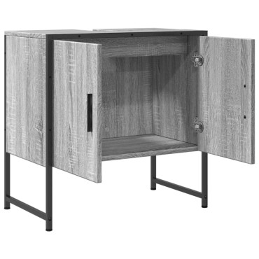 vidaXL Ντουλάπι Νιπτήρα Μπάνιου Γκρι Sonoma 60x33x60cm Επεξ. Ξύλο 1 τεμ.