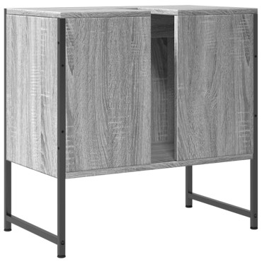 vidaXL Ντουλάπι Νιπτήρα Μπάνιου Γκρι Sonoma 60x33x60cm Επεξ. Ξύλο 1 τεμ.