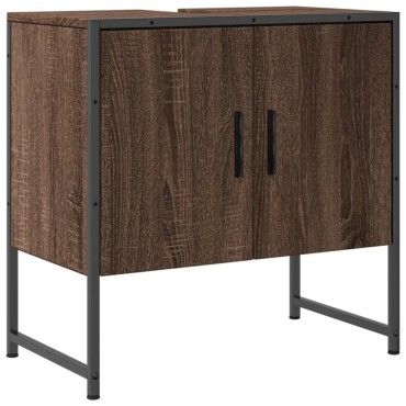 vidaXL Ντουλάπι Νιπτήρα Μπάνιου Καφέ Δρυς 60x33x60cm Επεξ. Ξύλο 1 τεμ.