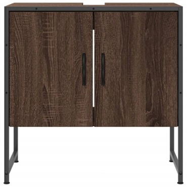 vidaXL Ντουλάπι Νιπτήρα Μπάνιου Καφέ Δρυς 60x33x60cm Επεξ. Ξύλο 1 τεμ.