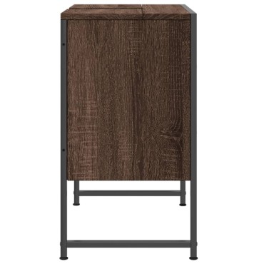 vidaXL Ντουλάπι Νιπτήρα Μπάνιου Καφέ Δρυς 60x33x60cm Επεξ. Ξύλο 1 τεμ.