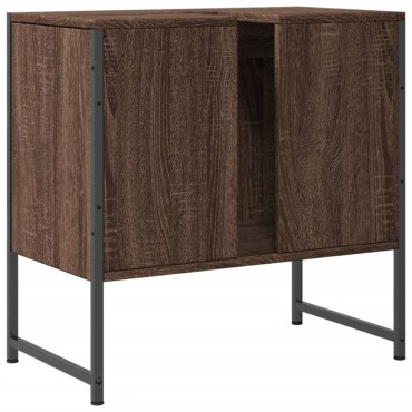 vidaXL Ντουλάπι Νιπτήρα Μπάνιου Καφέ Δρυς 60x33x60cm Επεξ. Ξύλο 1 τεμ.