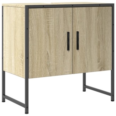 vidaXL Ντουλάπι Νιπτήρα Μπάνιου Sonoma Δρυς 60x33x60cm Επεξ. Ξύλο 1 τεμ.